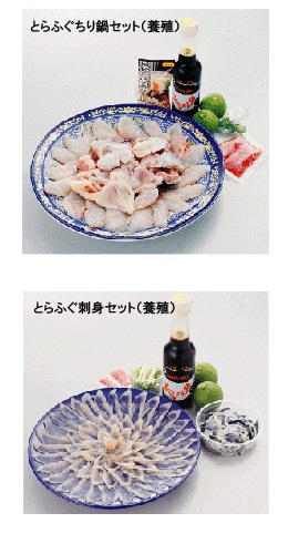 国内産とらふぐちり鍋セット(養殖)とらふぐ刺身セット(養殖)